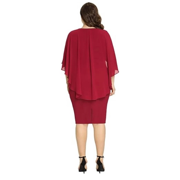 ๐ HP ๐ Hanna Nikole Maroon Pencil Style Cocktail Dress - Picture 3 of 10